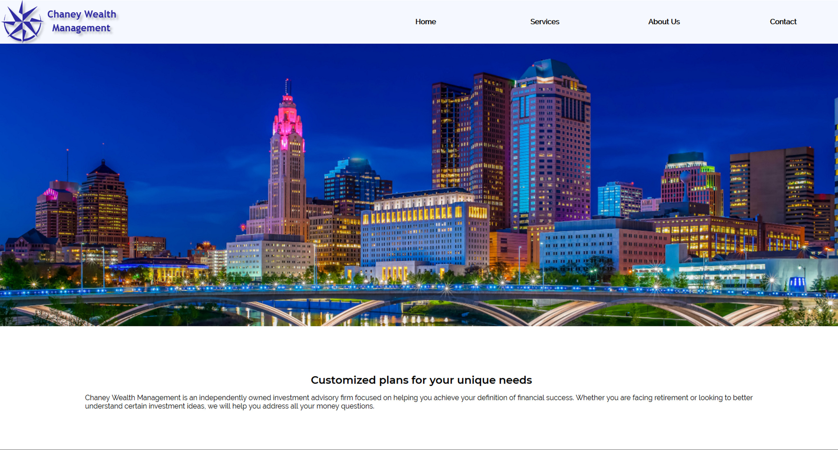 Columbus skyline at night.